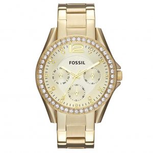 Fossil ES3203 Riley Gold reloj acero inoxidable dorado para dama