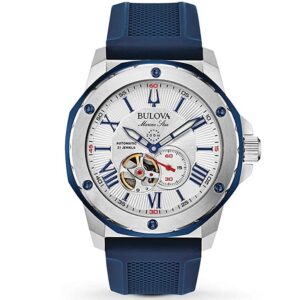 Bulova Marine Star 98A225 Automatic dial blanco skeleton reloj casual deportivo para hombre